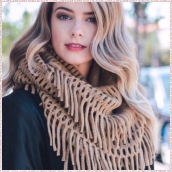 Mocha Fringe Chenille Scarf Velvet Soft - Picture 2 of 4